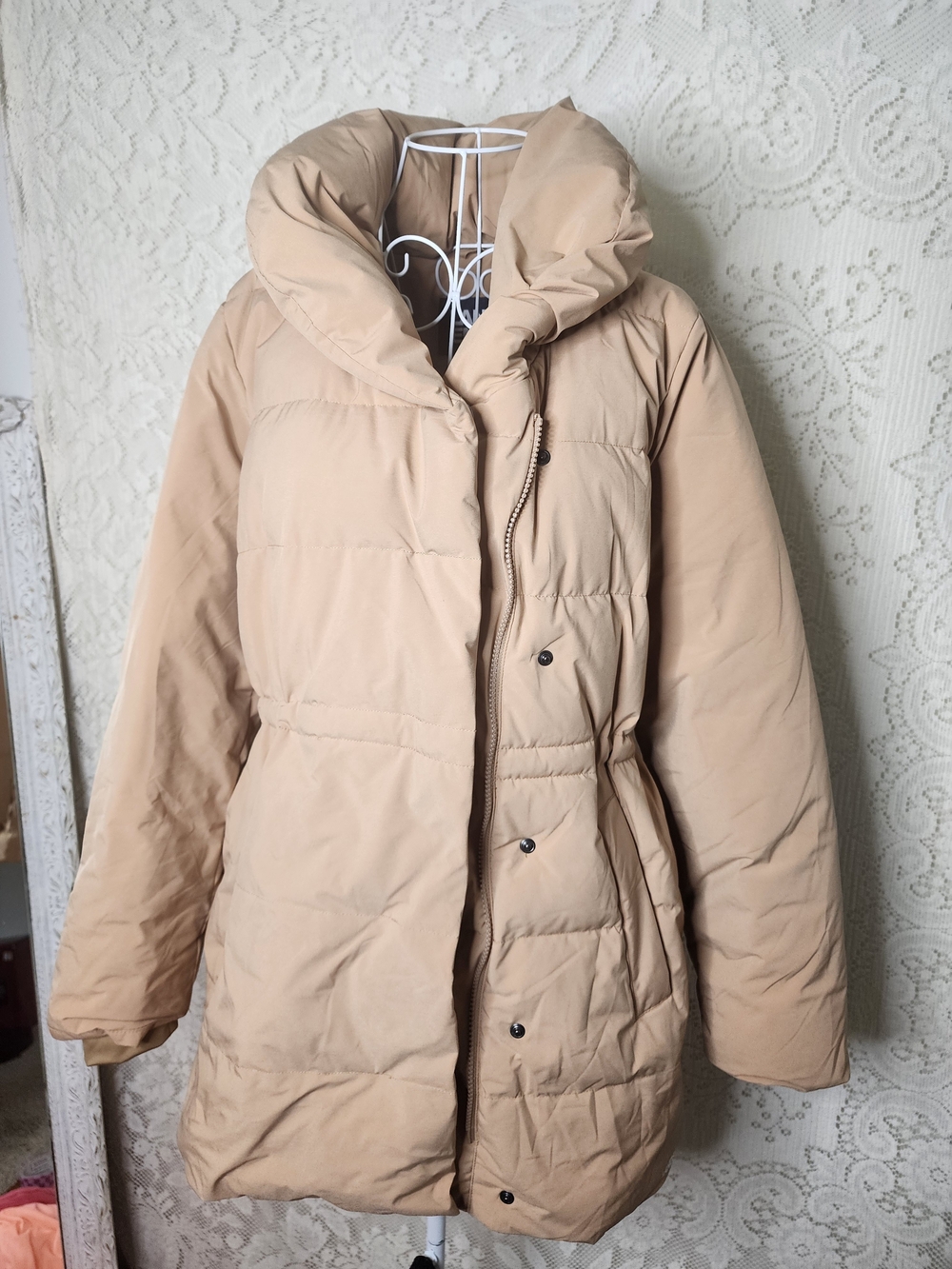 Lands' End Women's Puffer Coat in Beige